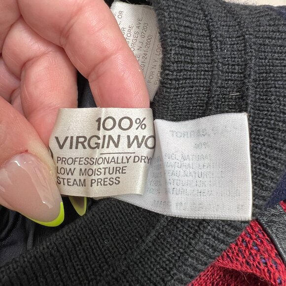 VTG Torras 100% virgin wool knit and leather men's pullover sweater size 42 / M - Picture 8 of 10